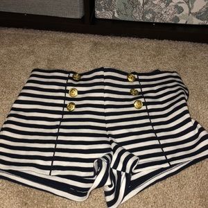 Navy and white striped high waisted short shorts